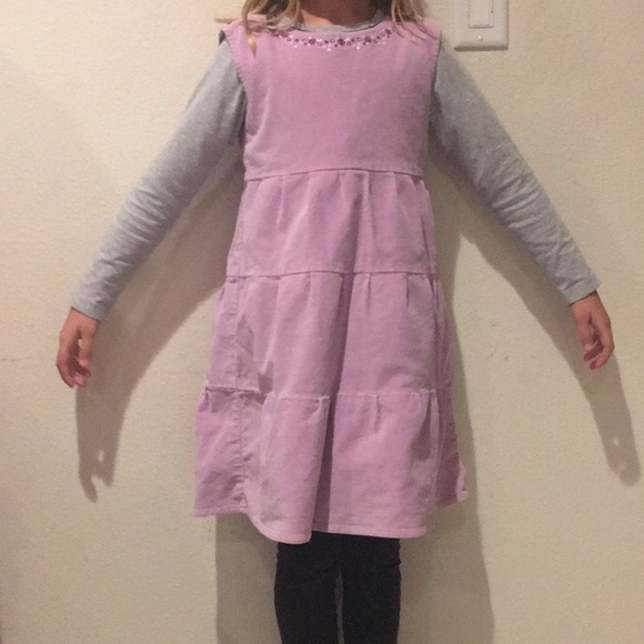lilac pinafore dress